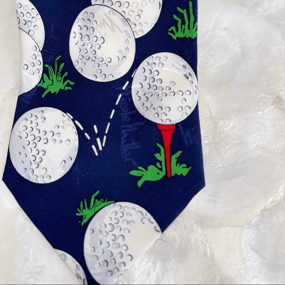 Nicole Miller Blue Golf Ball Silk Men’s Tie Vtg - Picture 5 of 9